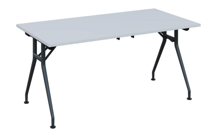SLV 160 lak skládací jednací stůl 1600x800x750 mm, deska 25 mm, podnož černý lak, deska bílá